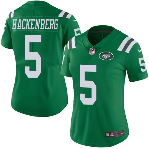 Nike Jets #5 Christian Hackenberg Green Women's Stitched NFL Limited Rush Jersey - Click Image to Close